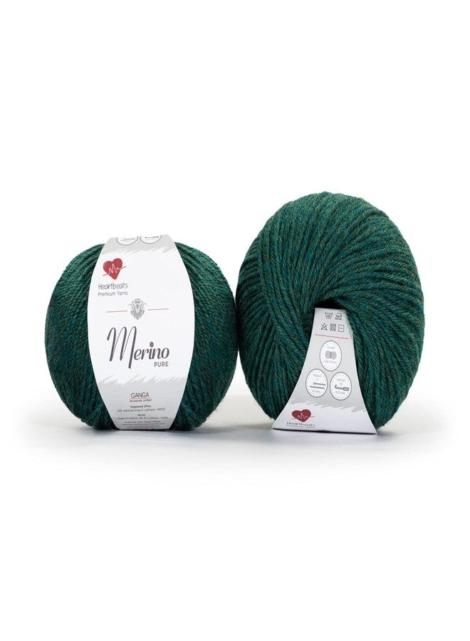 heartbeats Merino Pure is 100% Pure New Wool Mark Certified with Melange Effect, Oekotex Class 1 Certified Pack of 2 Balls - 50Gm Each, Shade No - Mnp3, Green - Image 2